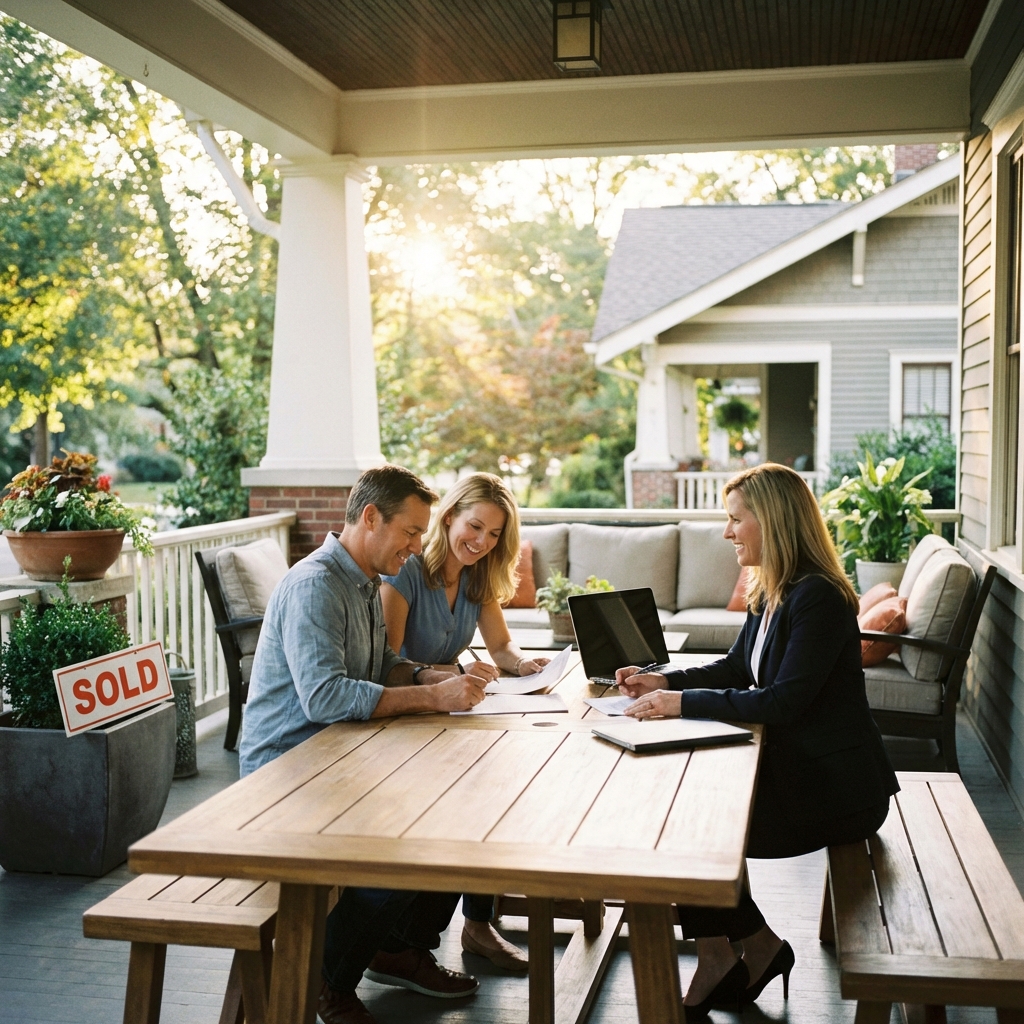 Couple finalizing their home loan